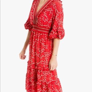 Max Studio Dresses | Max Studio V-Neck Empire Waist Red Floral Dress